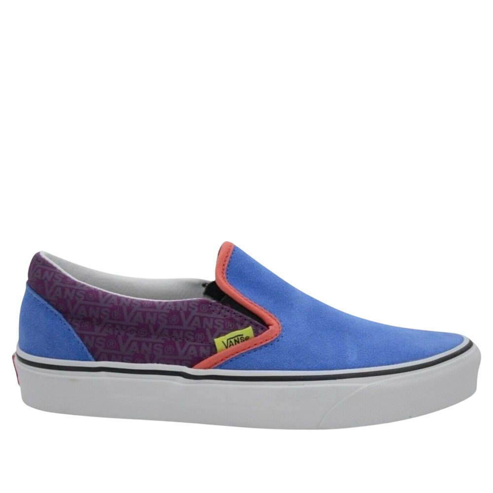 Vans Classic Slip-On Blue‎ Orange Purple Colorblock Skate Shoes Mens 12 Sneakers